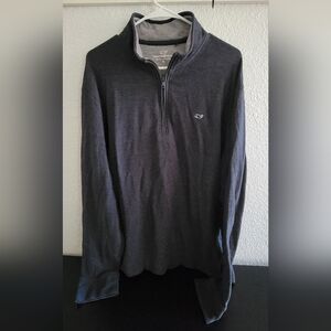 Men's Vineyard Vines Navy Gray Pima Cotton 1/4 Zip Up Pullover Sweatshirt Large